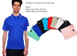 24 Bulk Mens Solid Polo Shirt Jersey Fabric M-Xxl