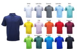 24 Bulk Mens Solid Polo Shirt In Black Pique Fabric S-xl