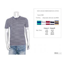 36 Bulk Mens Henley Stripe T-Shirt S-xl