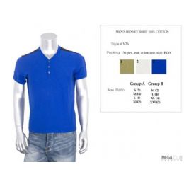 36 Bulk Mens Henley Shirt 100% Cotton M-Xxl