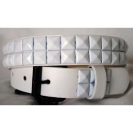 48 Bulk Kids Belts White Studs On White Belts