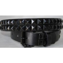 48 Bulk Kids Belts Black Studs On Black Belts