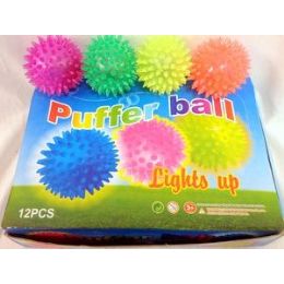 48 Bulk 12 Pcs Light Up Spike Ball Assorted Color