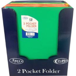 48 Bulk 2 Pocket Poly Folder, No Holes, Neon, Asst. Colors, in Display   