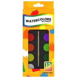 48 Bulk Water Colors with brush 12 Colors