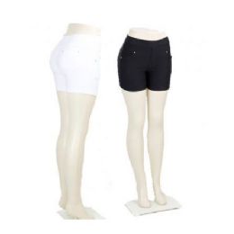 54 Bulk Ladies Stretch Shorts Black And White Only