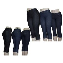 60 Bulk Ladies Denim Like Capri Legging Jegging