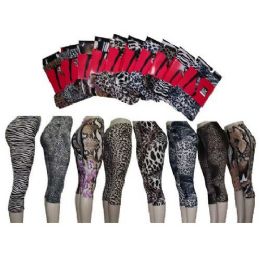 72 Bulk Ladies Animal Print Capri Legging