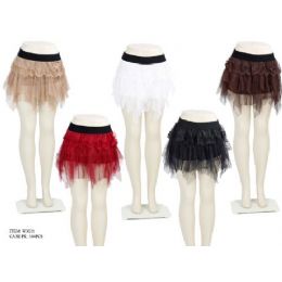 144 Bulk Ladies Organza Lace Mini Skirts