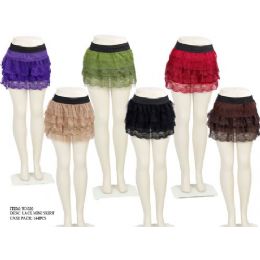 144 Bulk Ladies Organza Lace Mini Skirts