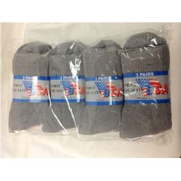 120 Bulk Mens Gray Crew Socks, Sock Size 10-13