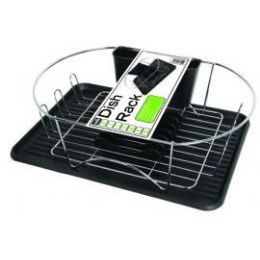 6 Bulk Deluxe Chrome Dish Rack - Black
