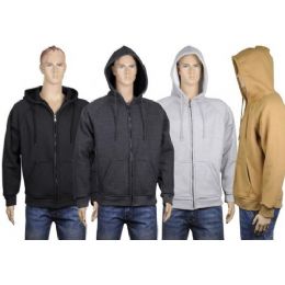 24 Bulk Mens Thermal Zip Front Jacket With Sherpa Lining. Black Only