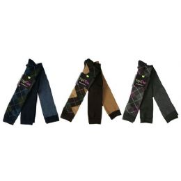 48 Bulk Women Plaid Print Knee High 3pack