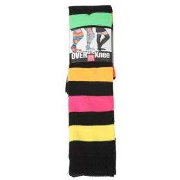 48 Bulk Women Over The Knee Striped Color