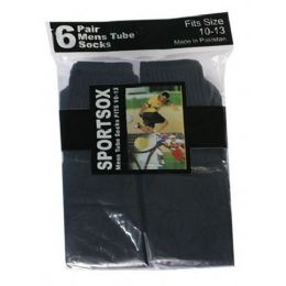 30 Bulk Mens 6 Pair Sport Tube Sock Size 10-13 Black Color Only