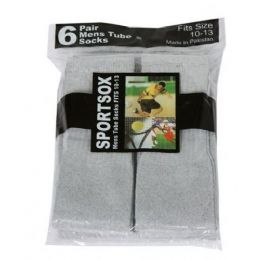 30 Bulk Mens 6 Pair Sport Tube Sock Size 10-13 Grey Color Only
