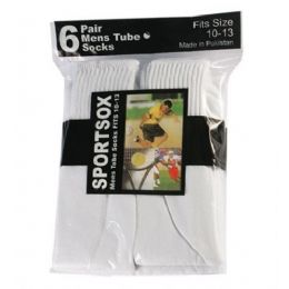 30 Bulk Mens 6 Pair Sport Tube Sock Size 10-13 White Color Only