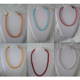 36 Bulk Magnetic Handmade Necklace With Round Color Beads