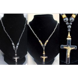 48 Bulk 12 Pcs Magnetic Hematite Necklace Cross With Jesus