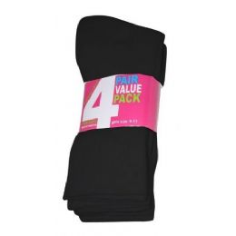 45 Bulk Girls 4 Pair Value Pack Crew Sock Black Color Only