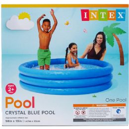6 Bulk 58"x13" 3-Ring Crystal Blue Pool In Color Box, Age 2+