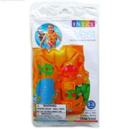 24 Bulk 16"x12" Tropical Buddies Swim Vest In Pegable Poly Bag, 3-5
