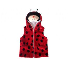 24 Bulk Kids Vest With Animal Hoodie Lady Bug