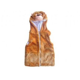 24 Bulk Kids Vest With Animal Hoodie Monkey
