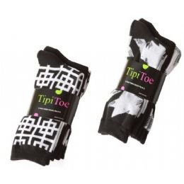 60 Bulk Ladies 3 Pack Printed Crew Socks Size 9-11