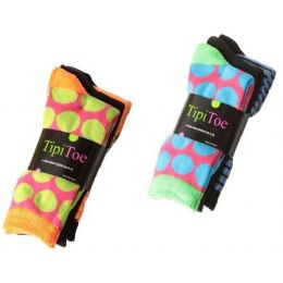 60 Bulk Ladies 3 Pack Printed Crew Socks Size 9-11