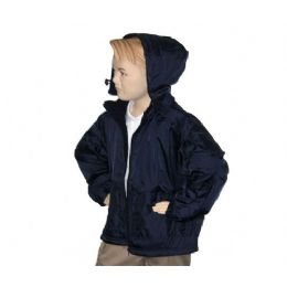 12 Bulk Boys School Nylon Zip Jacket W/ Fleece Lining