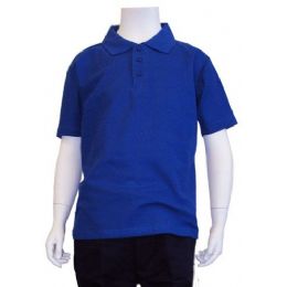 12 Bulk Boys School Uniform Polo Shirt Royal Blue Color