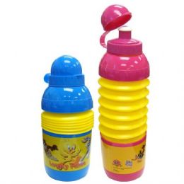 48 Bulk Looney Tunes Foldable Sport Bottle 17oz