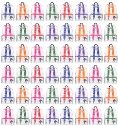 48 Bulk 17 Inch Backpacks For Kids, Clear With Assorted Color Trim, 48 Pack