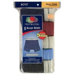 48 Bulk Fruit Of The Loom Boy's 5 Pack Boxer Briefs
