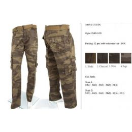 12 Bulk Men's Fashion Cargo Camouflage Pants 100% Cotton