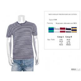 36 Bulk Mens Henley Striped Shirt 60% Cotton In Size Chart B Only
