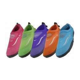 36 Bulk Girl's Aqua Socks Assorted Colors
