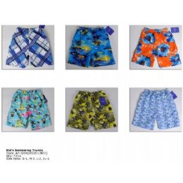 72 Bulk Random Prints Boy's Swim Trunks