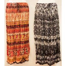 12 Bulk Maxi Skirt Ethnic Print Adjustable Waist Tie Assorted