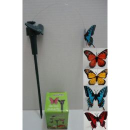 24 Bulk Solar Yard Stake In Assorted Colors [butterfly]
