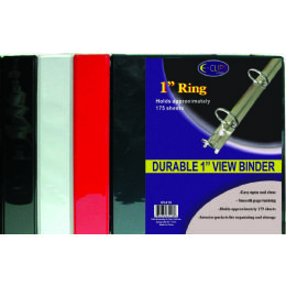 24 Bulk Vinyl View Binder, 1- 3 Rings,O  Ring, With 2 Pockets Inside, Letter Size, Label Sheet, Colors: Asst.