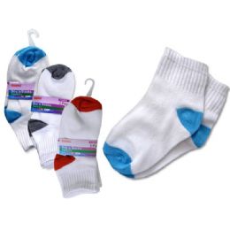 288 Bulk Socks 3 Pair Boy's 2-9red+bl+grey