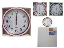 12 Bulk 12" Wall Clock In Pink, Blue
