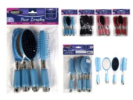 24 Bulk 4 Pc Hair Brush & Comb Set