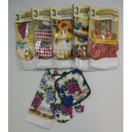 24 Bulk 3 Piece Oven Mitt Pot Holder Dish Towel Combo