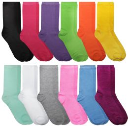Bulk Yacht & Smith Womens Neon And Pastel Color Crew Socks Size 9-11