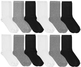 Bulk Yacht & Smith Womens Assorted 3 Color Crew Socks, White Black Gray