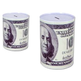 24 Bulk Us 100 Dollar Tin Saving Bank